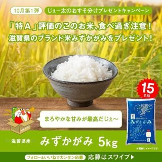 JAタウン 滋賀県産「みずかがみ」5kgが15名に当たる