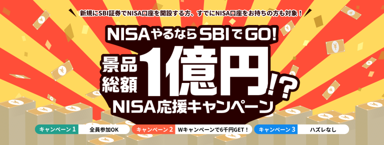 SBI証券 500円相当のデジタルギフト券が1,000名にその場で当たる