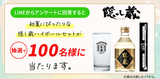 隠し蔵ハイボールセットが抽選で100名に当たる