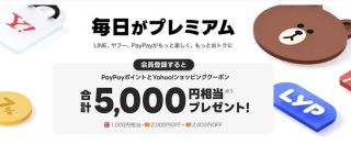 LYPプレミアムが3ヶ月無料 Yahoo!ショッピング 2,000円引きクーポン×2 PayPayポイント 1,000円相当が貰える